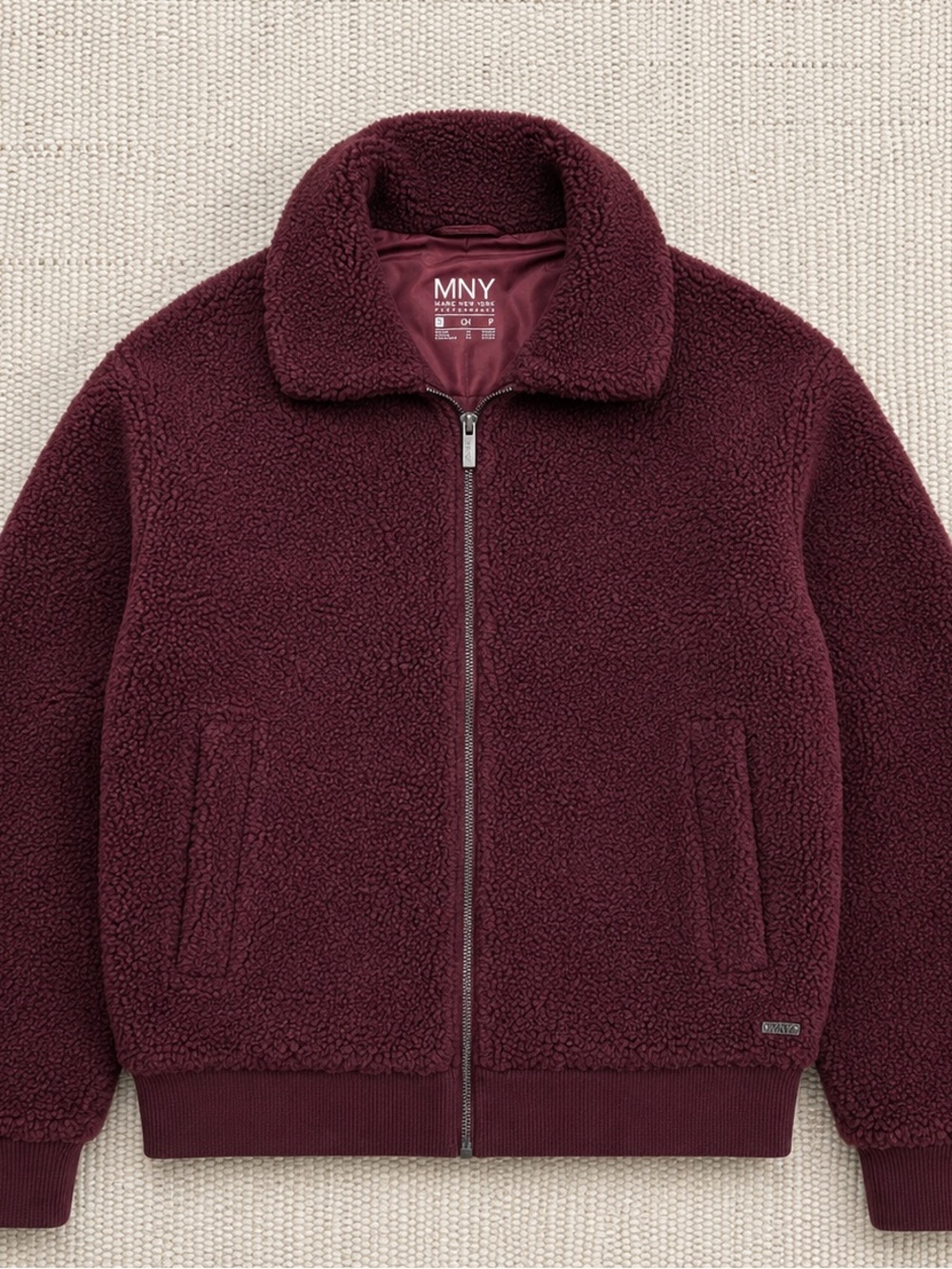Men's Burgundy Sherpa Zip-Up Jacket
